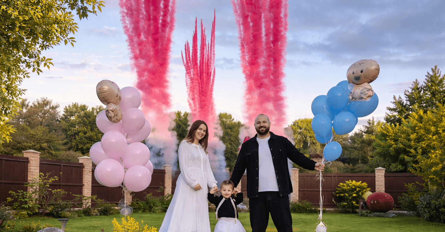 Гендер-пати с цветным дымом